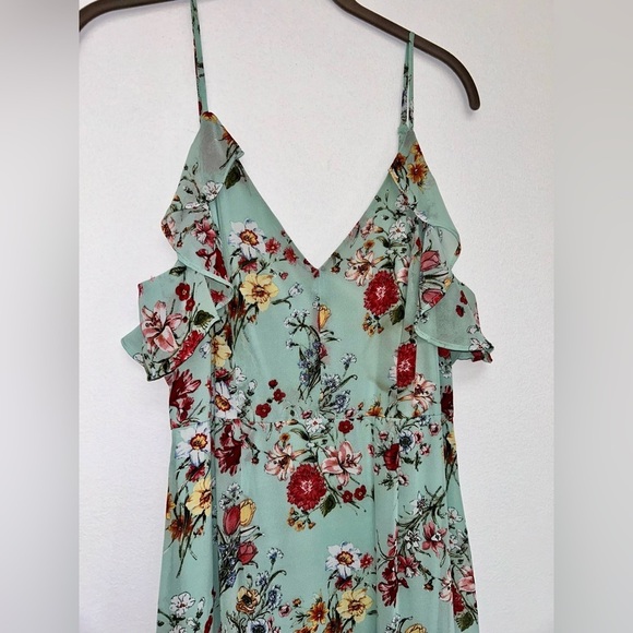 Lulu’s Mint Green Floral Sleeveless Maxi Dress L EUC​​ - Picture 7 of 8